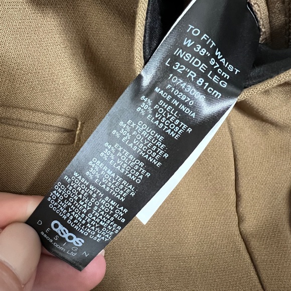 ASOS Oversized Tapered Cargo Pants in Tan Crepe Mens Sz 38 - Picture 9 of 11